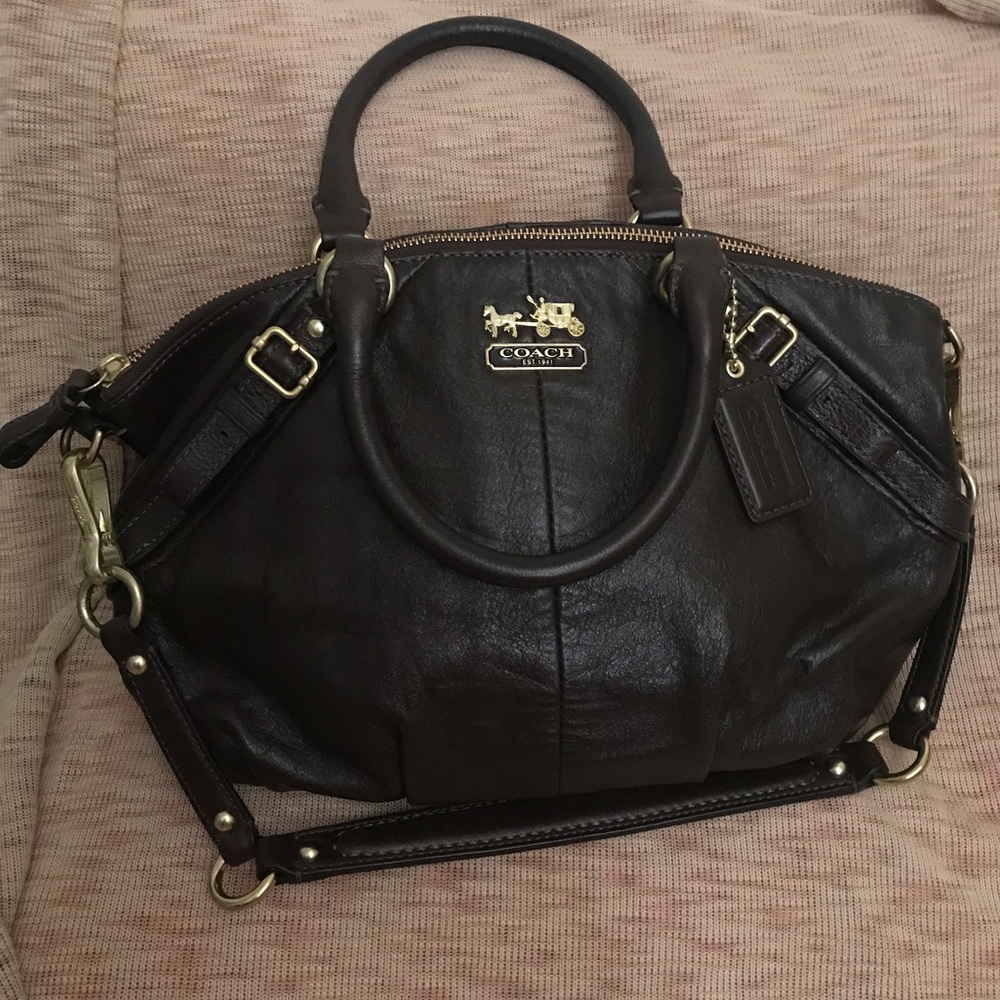 COACH-Madison Satchel-Dark brown W/removable strap